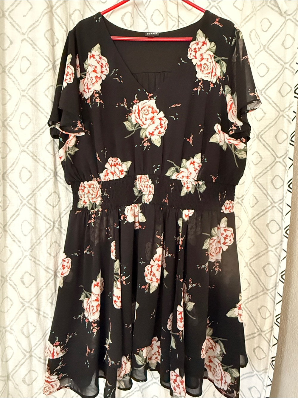 Torrid Black Dress with Rose Print